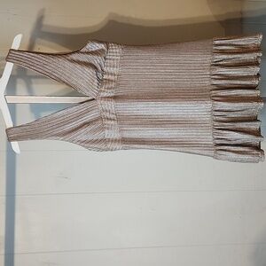 TCEC Beige and Gold Textured Dress